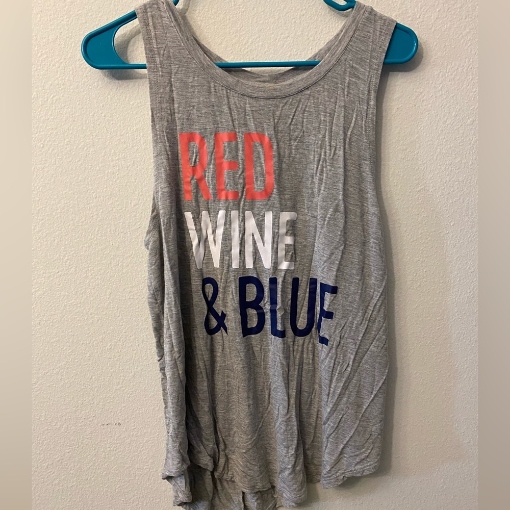 Grayson Threads Hello Gorgeous gray tank. Size large. Red, Wine & Blue.